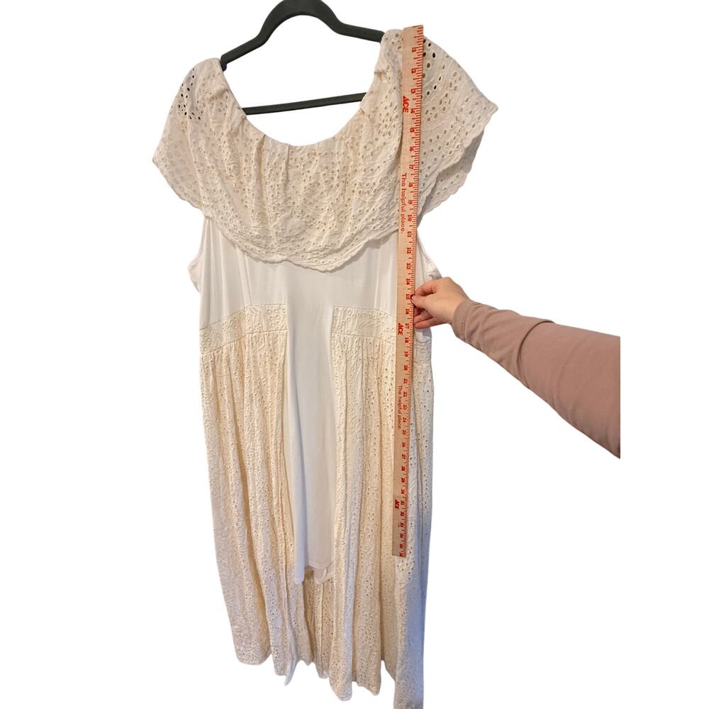 C Wonder 2X Christian Siriano Off Shoulder Eyelet Boho Maxi Dress $149 NEW Cream - Picture 8 of 11
